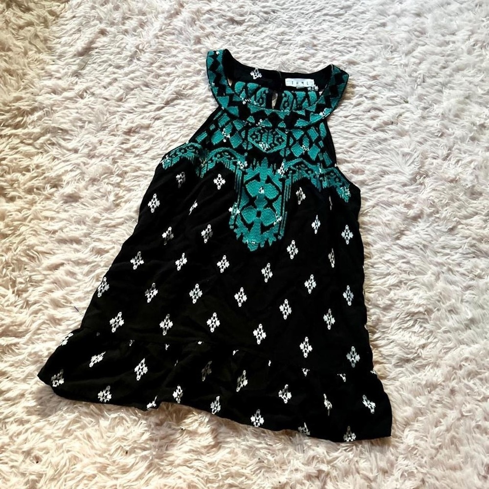 Boho Indie Western Tribal Aztec Hippie Tank Womens S Geometric Embroidered